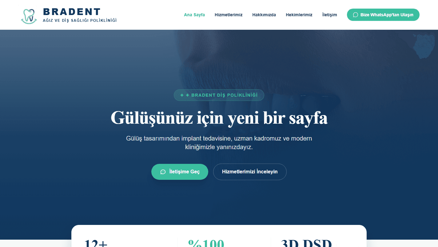 BraDent Ağız ve Diş Sağlığı Polikliniği ana karşılama sayfası